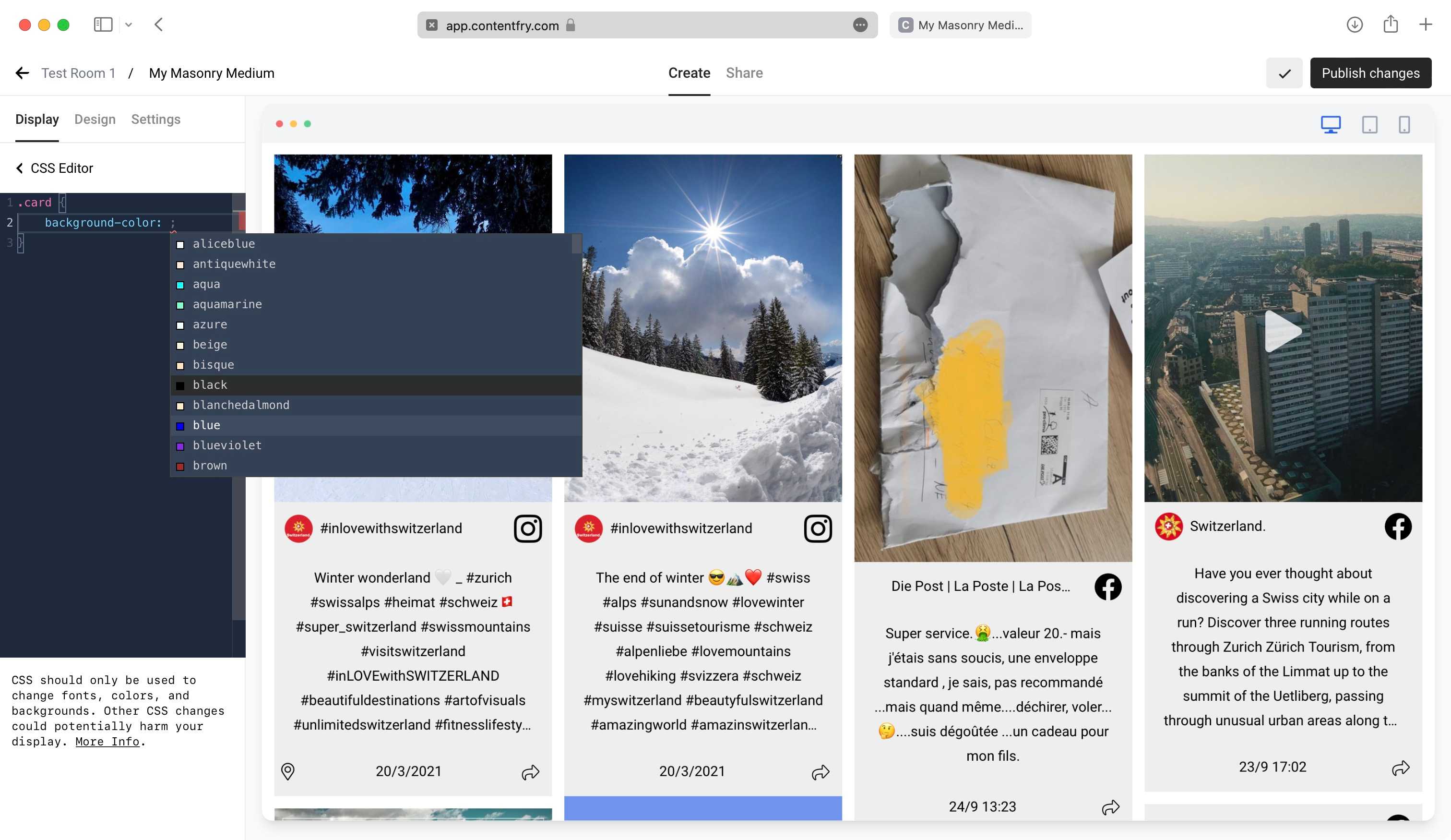 Display CSS Editor – Contentfry Developer
